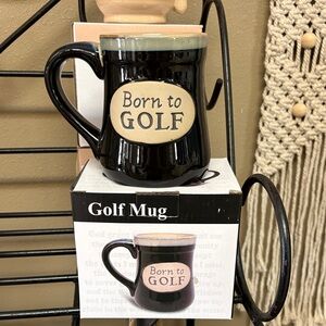 Elegant Black 'Born to Golf' Mug